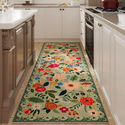 Rugcomf Runner Rug 2x5 Washable, Green - color: Green, size: 2' x 5' (Rectangular)
