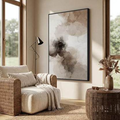 Extra Large Framed Brown Beige Abstract Wall Art for Living Room, 40x60 In - color: Brown B, size: 60"L x 40"W