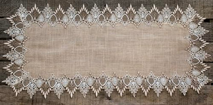 LINENS ART AND THINGS Lace Table Runner Neutral Earth Tones Dresser Scarf Coffee Table Runner Brown Beige (16Wx36L)