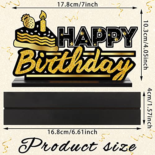 Leinuosen 6 Pcs Happy Birthday Table Centerpiece Black and Gold Sign - color: Black and Gold