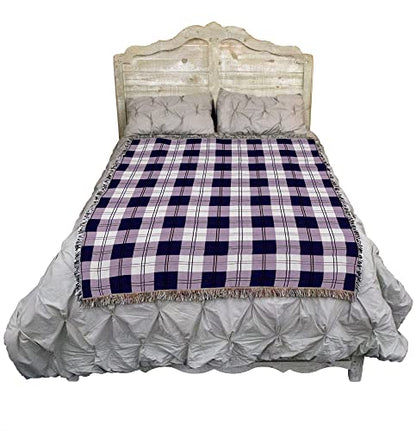 Pure Country Weavers Boysenberry Plaid Blanket - Gift Tapestry Throw Woven from Cotton - Made in the USA (72x54) - color: Boysenberry