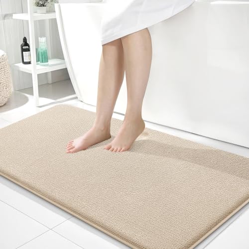 OLANLY Memory Foam Bathroom Runner Rugs 45x27, Absorbent Long Mat, Beige - color: Beige, size: 45" X 27"