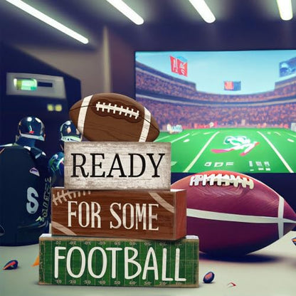 Yuntau 4 Pcs Fall Football Decorations for Home Farmhouse Tiered Tray Decor - style: Classic Football
