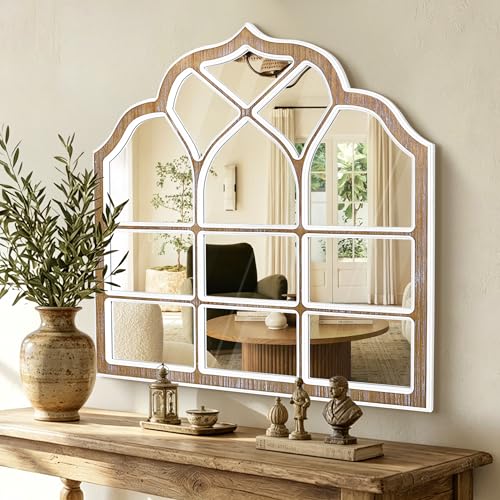 36x36 Inch Window Pane Wall Mirror, Farmhouse Gothic Arched Mirror - color: H - Window - 36x36 in