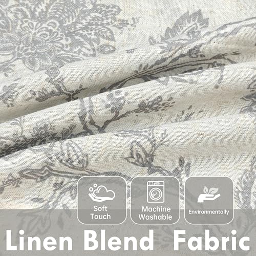 DriftAway Freda Jacobean Floral Linen Blend Blackout Thermal Insulated Energy Saving Privacy Window Linen Curtain Valance Rod Pocket 2 Layers Single 52 Inch by 18 Inch Plus 2 Inch Header Gray Beige - color: Grey, size: 52"W x 18"L (Pack of 1)