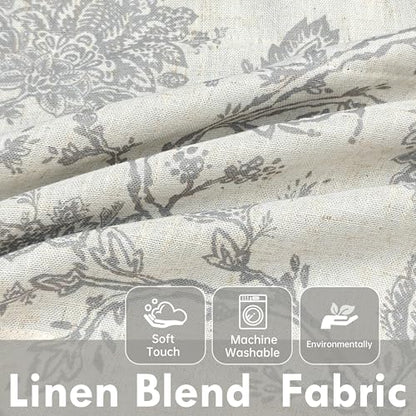 DriftAway Freda Jacobean Floral Linen Blend Blackout Thermal Insulated Energy Saving Privacy Window Linen Curtain Valance Rod Pocket 2 Layers Single 52 Inch by 18 Inch Plus 2 Inch Header Gray Beige - color: Grey, size: 52"W x 18"L (Pack of 1)