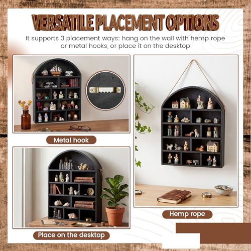 Cinnvoice 16x20 Arch Shadow Box Wall Mounted Display Shelf Cubby 4.7,Black - color: Black