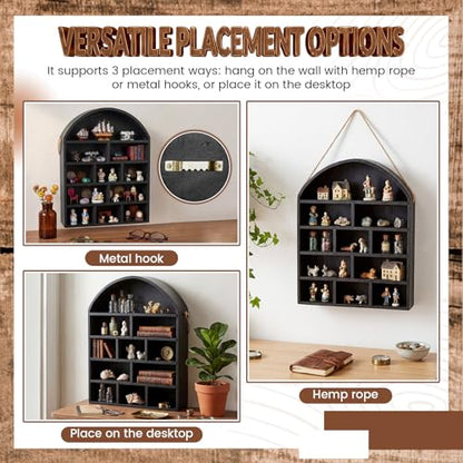 Cinnvoice 16x20 Arch Shadow Box Wall Mounted Display Shelf Cubby 4.7,Black - color: Black
