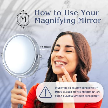 MIRRORVANA Large Double Sided 10X/1X Makeup Mirror, 15" x 8" (Chrome) - color: Chrome
