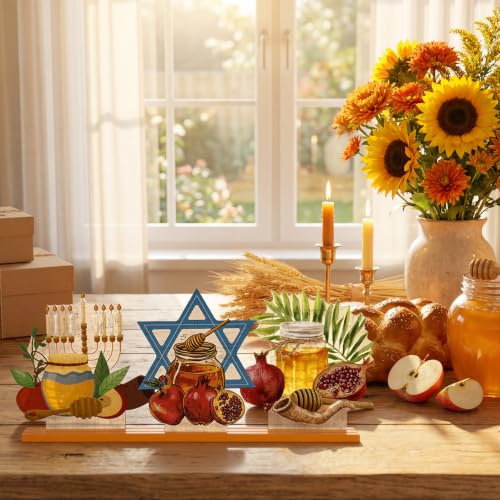 Smile Rosh Hashanah Wooden Tabletop Signs for Jewish New Year Home Decor - style: Hashanah