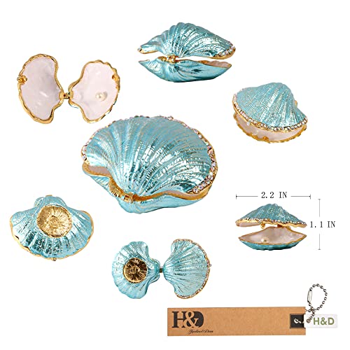 Metal Glass Pearl Mussel Trinket Box Ring Holder Centerpiece Decor