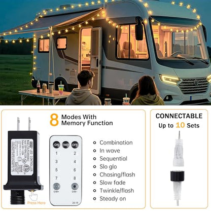 HEYFUNi 39FT 100LED Star String Lights Plug in, Twinkle Lights with Remote - color: Warm White, size: 100 LED-Plug