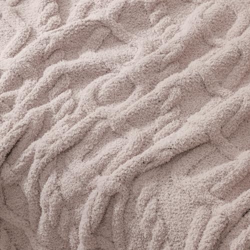 Premium Minky Throw Blanket, Soft Plush Lightweight Cozy Touch - color: Cable Knit Beige, size: Throw(50″x60″)