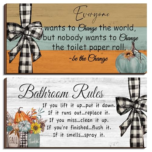 Jetec 2 Pcs Fall Decor for Bathroom Fall Decorations Autumn Rustic Decor - style: Autumn Style
