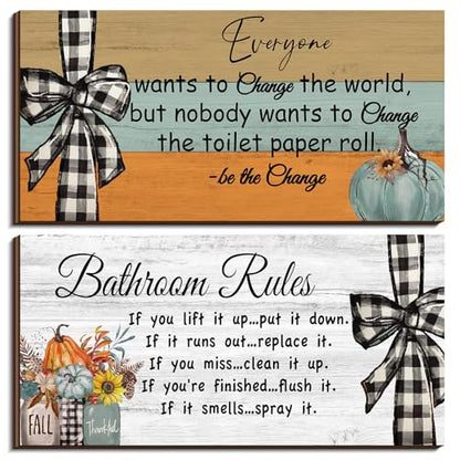 Jetec 2 Pcs Fall Decor for Bathroom Fall Decorations Autumn Rustic Decor - style: Autumn Style