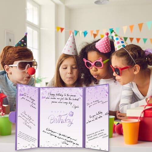 Crenics Purple Birthday Guest Sign in Book Alternative 12" x 18" - color: Purple