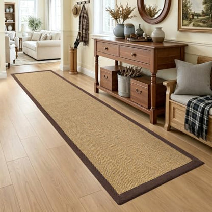 DEXI Jute Runner Rug 2'8''x12', Rug Runners for Hallways, Natural/Brown - color: Natural/Brown, size: 2'8" x 12' (Runner)