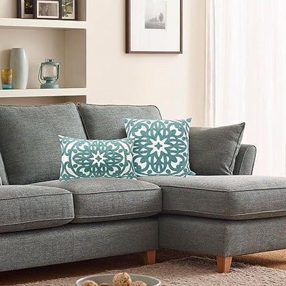 Alysheer Boho Embroidered Lumbar Throw Pillow Cover 12"x 20", 1pc Aqua Blue - color: Aqua Blue, size: 20" x 12" (Pack of 1)