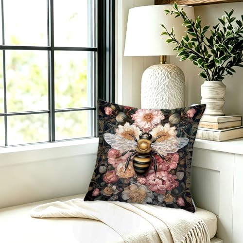 William Morris Inspired Floral Bumblebee 장식용 쿠션 커버 45.7x45.7cm - color: 색상 F