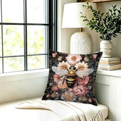 William Morris Inspired Floral Bumblebee 장식용 쿠션 커버 45.7x45.7cm - color: 색상 F