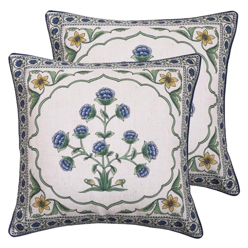 patdrea Designer Vintage Linen Throw Pillow Cover,18"x18",Set of 2-Ivar B - color: Ivar B, size: 18" x 18" (Pack of 2)