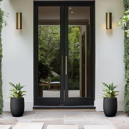 Kante Small Round Curved Black Concrete Planter 9.1" Dia, Outdoor - color: Black, size: 11.8 Inch Tall