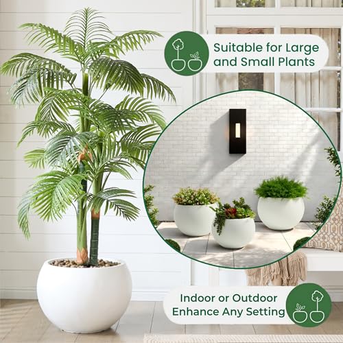 21.3"Dia x 14.8"H Extra Large Fiberstone Sphere Planter, White Round Pots - color: White, size: Extra Large