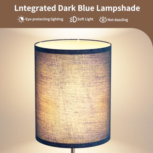 Set of 2 Touch-Controlled Desk Lamps, Compatible with Type C and USB A Ports, with Three Adjustable Brightness Levels for Bedside Lamps, Including Two Bulbs - color: Blue