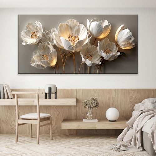 Canvas Art Wall Decor Large Botanical Wall Art Pictures For Bedroom Floral Modern Wall Art Artwork for Walls Black And White Wall Art Canvas Prints For Wall Decor Home Office Aesthetic Wall Decor 29" X 58" - color: QLS-03G, size: 58"L x 29"W