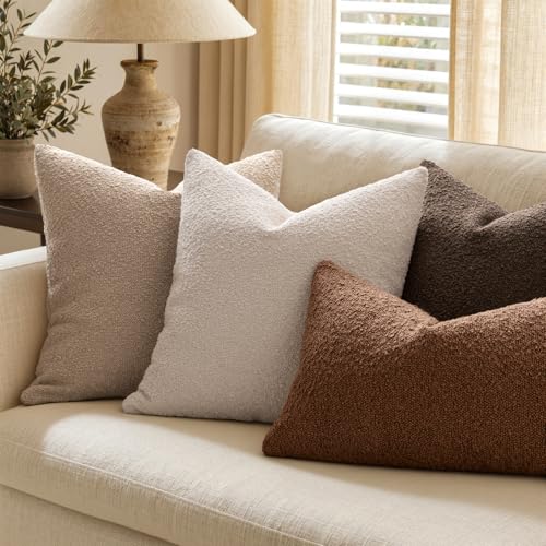 MIULEE Textured Boucle Lumbar Pillow Cover for Bed 12x20 Khaki - color: Khaki, size: 20" x 12" (Pack of 1)
