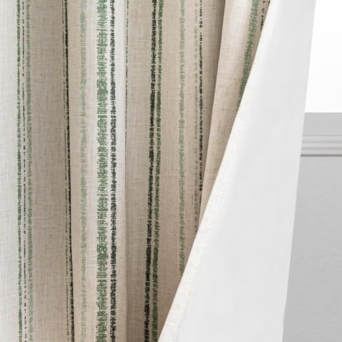 MYSKY HOME 100% Blackout Striped Curtains for Living Room 52Wx96L,2 Panels - color: Green/Blackout, size: 52"W x 96"L (Pack of 2)
