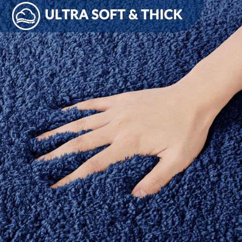 Exclusivo Mezcla Soft Absorbent Bathroom Rugs, Non-Slip Bath Mat, 17x24 - color: Navy Blue, size: 17"x24"(Rectangular)