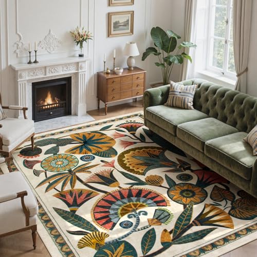 Zealude Beige 8x10 Area Rugs for Living Room, Soft Washbale Bedroom Rugs, Non Slip Low Pile Dining Room Rug, Stain Resistant Large Rug for Playroom Office Kitchen Indoor - color: Beige, size: 8' x 10'(Rectangular)