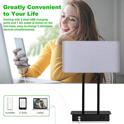 Lakumu Bedside Touch Control Table Lamps, 3 Way Dimmable Nightstand Lamp - color: Gray
