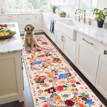 Blush Hallway Runner Rug 2x10 for Kitchen Bathroom - color: Blush Beige, size: 2' x 10' (Rectangular)