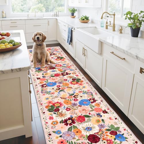 Blush Hallway Runner Rug 2x10 for Kitchen Bathroom - color: Blush Beige, size: 2' x 10' (Rectangular)