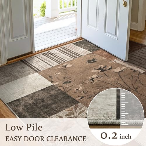 6'x9' Brown Patchwork Geometric Area Rug - color: Brown, size: 6' x 9' (Rectangular)