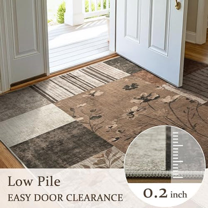 6'x9' Brown Patchwork Geometric Area Rug - color: Brown, size: 6' x 9' (Rectangular)