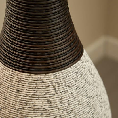 39-Inch Tall Floor Vase, Two-Tone Artificial Rattan Decorative Standing Vase, Statement Piece for Living Room, Bedroom, Entryway