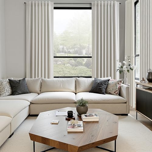 Nanspring 100% Blackout Linen Curtains for Bedroom 98 Inch Long Natural - color: Natural, size: 50"W x 98"L (Pack of 2)
