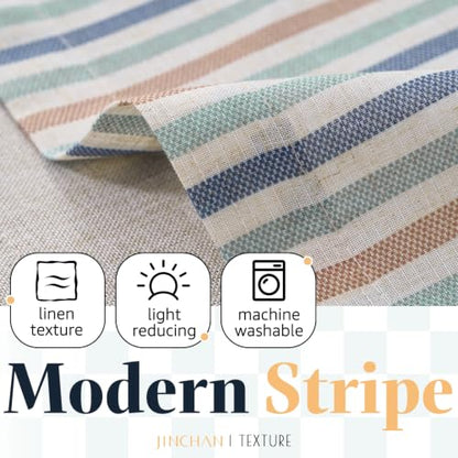 jinchan Stripe Linen Kitchen Valance Curtain, 50x16, 1 Panel, Multi Coastal - color: Striped | Multi Coastal, size: 50"W x 16"L (Pack of 1)