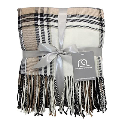 Blankets - Decorative Classic Blanket - Buffalo Plaid Throw Blanket - Comfortable and Ultra-Soft - Lightweight & Indoor Outdoor Blanket - Ideal for Living Room, Couch, Travelling Good for All Seasons