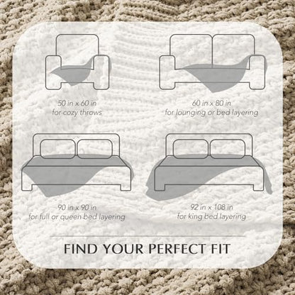 EVERGRACEHOME Chunky Chenille Knit Throw Blanket, 50 x 60, Sand Dune - color: Sand Dune, size: 50" X 60"