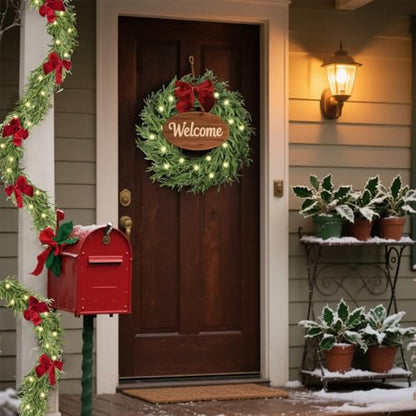 HipTree 9ft Pre-Lit Real Touch Norfolk Christmas Garland with Lights - size: 9ft