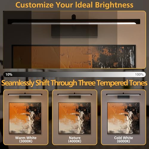 16in Wireless Picture Light, Battery Operated LED Wall Sconce - color: Black