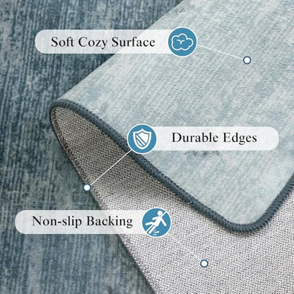 3x5 Washable Area Rug, Blue Solid Area Rugs for Living Room & Bedroom - color: Blue, size: 3' x 5' (Rectangular)