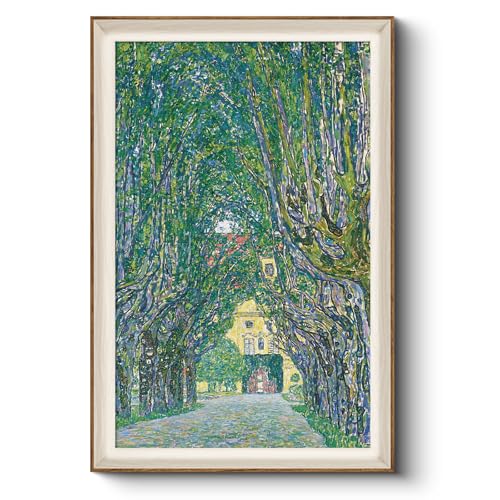 HUARCEY Classic Framed Green Nature Landscape Canvas Wall Art, 24x36 inch Large Vintage Impressionist Garden Tree Lined Path Artwork Painting, Farmhouse Cottagecore Bathroom Bedroom Kitchen Decor - color: Cameron Castle, size: 36"L x 24"W