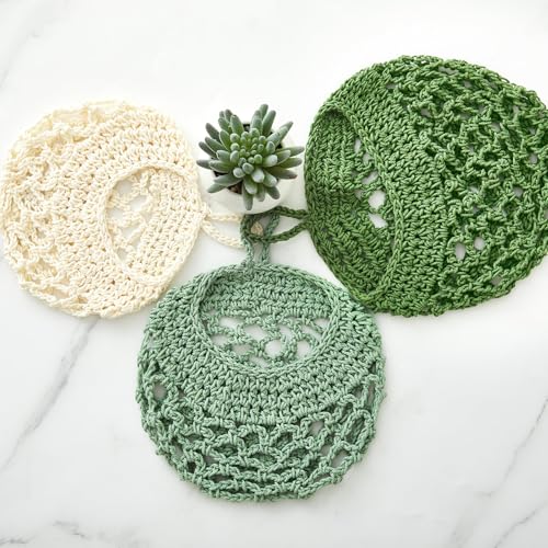 Honeydak 3 Hanging Baskets, Sage Green Mix, Open Mesh Teardrop - color: Sage Green Mix, style: Open Mesh Teardrop