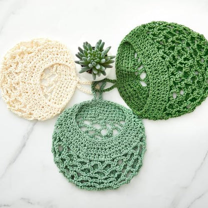 Honeydak 3 Hanging Baskets, Sage Green Mix, Open Mesh Teardrop - color: Sage Green Mix, style: Open Mesh Teardrop