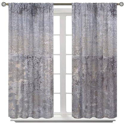 Rustic Curtains Purple Gray Abstract Pattern Blackout Print Rod Pocket Window Drapes for Bedroom Living Room 42x63in - color: Rustic-10, size: 21"W x 63"L (Pack of 2)